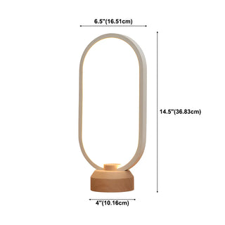 Bedroom Minimalist White Oval LED Decor Table Lamp Zawala #size