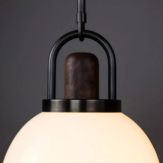 ZOWALA - Modern Globe Metal and Wood LED White Pendant Light Image - 4