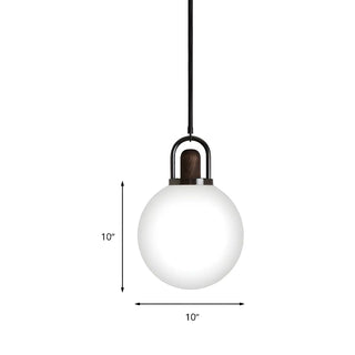 ZOWALA - Modern Globe Metal and Wood LED White Pendant Light Image - 7