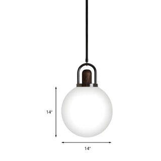 ZOWALA - Modern Globe Metal and Wood LED White Pendant Light Image - 8
