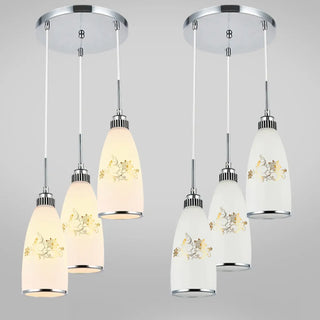 ZOWALA - Adjustable Length Chrome Frosted Glass Pendant Light Image - 10