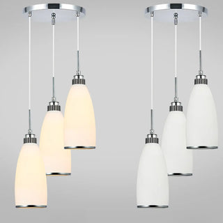 ZOWALA - Adjustable Length Chrome Frosted Glass Pendant Light Image - 11