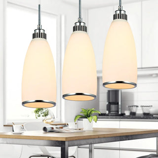 ZOWALA - Adjustable Length Chrome Frosted Glass Pendant Light Image - 14