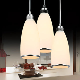 ZOWALA - Adjustable Length Chrome Frosted Glass Pendant Light Image - 15