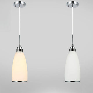 ZOWALA - Adjustable Length Chrome Frosted Glass Pendant Light Image - 18