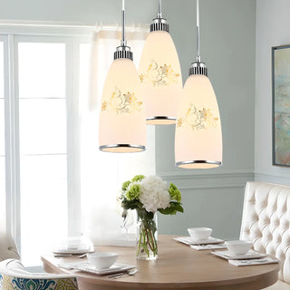 ZOWALA - Adjustable Length Chrome Frosted Glass Pendant Light Image - 2