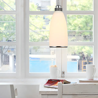 ZOWALA - Adjustable Length Chrome Frosted Glass Pendant Light Image - 3