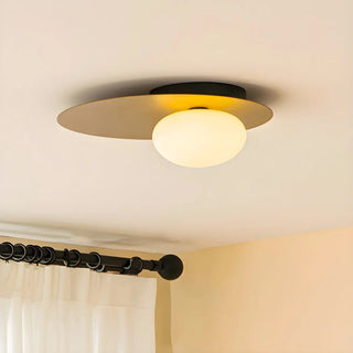 Modern Mini Gold Geometric Glass Flush Mount Light Zawala Image - 1