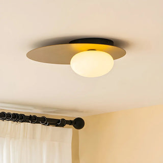 Modern Mini Gold Geometric Glass Flush Mount Light Zawala Image - 4