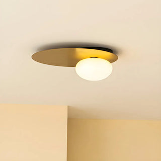 Modern Mini Gold Geometric Glass Flush Mount Light Zawala Image - 6