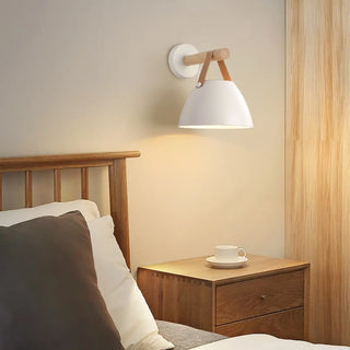 Scandinavian Leather Straps White Cone Wall Sconce Zawala Image - 1