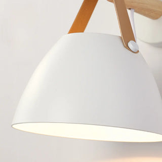 Scandinavian Leather Straps White Cone Wall Sconce Zawala Image - 10