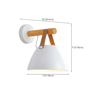 Scandinavian Leather Straps White Cone Wall Sconce Zawala #size