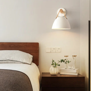 Scandinavian Leather Straps White Cone Wall Sconce Zawala Image - 4