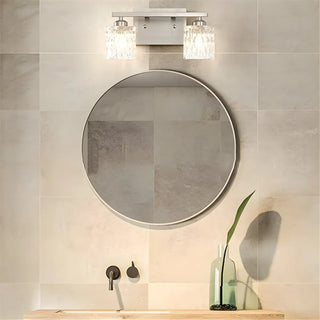 Simple Cylinder Glass Brushed Nickel Wall Vanity Light Zawala Image - 1