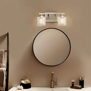 Simple Cylinder Glass Brushed Nickel Wall Vanity Light Zawala Image - 2