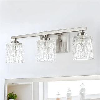 Simple Cylinder Glass Brushed Nickel Wall Vanity Light Zawala Image - 4