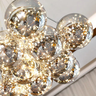 ZOWALA - Mirrored Glass Smoke Grey Living Room Bubble Chandelier Image - 10