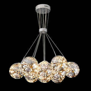 ZOWALA - Mirrored Glass Smoke Grey Living Room Bubble Chandelier Image - 11