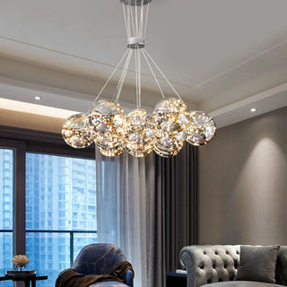 ZOWALA - Mirrored Glass Smoke Grey Living Room Bubble Chandelier Image - 13