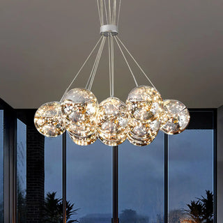 ZOWALA - Mirrored Glass Smoke Grey Living Room Bubble Chandelier Image - 15