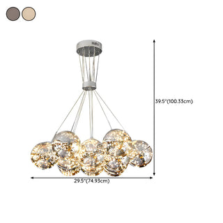 ZOWALA - Mirrored Glass Smoke Grey Living Room Bubble Chandelier #size