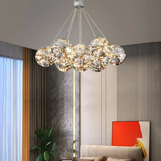 ZOWALA - Mirrored Glass Smoke Grey Living Room Bubble Chandelier Image - 3