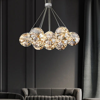 ZOWALA - Mirrored Glass Smoke Grey Living Room Bubble Chandelier Image - 4