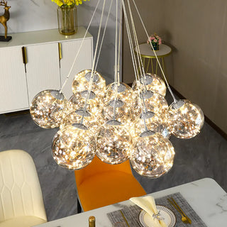 ZOWALA - Mirrored Glass Smoke Grey Living Room Bubble Chandelier Image - 5
