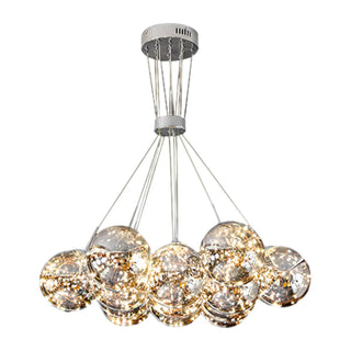ZOWALA - Mirrored Glass Smoke Grey Living Room Bubble Chandelier Image - 8