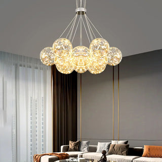 ZOWALA - Mirrored Glass Smoke Grey Living Room Bubble Chandelier Image - 9