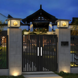 Oriental Square Black Metal Post Light Outdoor Lamp Zawala Image - 3