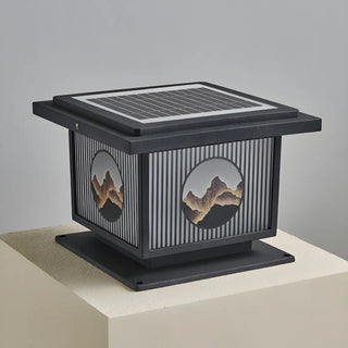 Oriental Square Black Metal Post Light Outdoor Lamp Zawala Image - 7