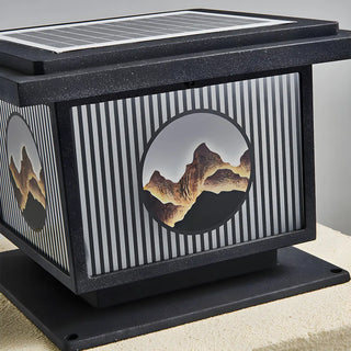 Oriental Square Black Metal Post Light Outdoor Lamp Zawala Image - 8