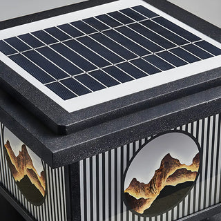 Oriental Square Black Metal Post Light Outdoor Lamp Zawala Image - 9