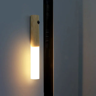 Simple Cylinder Wood and Acrylic LED Wall Sconce Zawala Image - 1