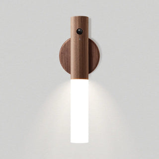 Simple Cylinder Wood and Acrylic LED Wall Sconce Zawala Image - 3