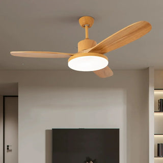 ZOWALA - Modern Natural Wood 3-Blade LED Ceiling Fan Image - 4