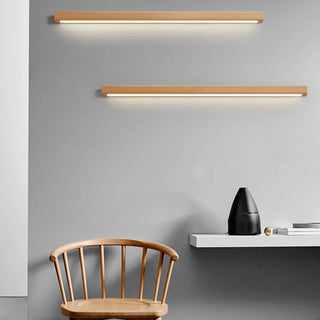 Modern Solid Wood Rectangular LED Vanity Light Zawala Image - 4