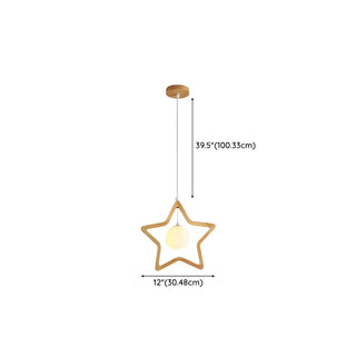 ZOWALA - Modern Adjustable Height Wood Star Bedroom Pendant Light #size