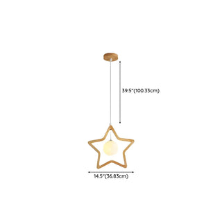 ZOWALA - Modern Adjustable Height Wood Star Bedroom Pendant Light Image - 10