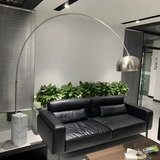 Chrome Dome Modern Arc Floor Lamp with Marble Base Zawala Image - 2