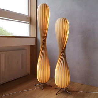 Japanese-style Twisted Spiral Wooden Floor Lamp Zawala Image - 1