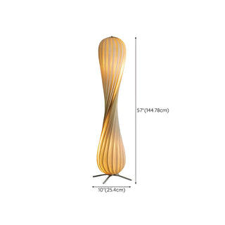 Japanese-style Twisted Spiral Wooden Floor Lamp Zawala Image - 13