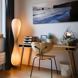 Japanese-style Twisted Spiral Wooden Floor Lamp Zawala Image - 2