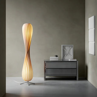 Japanese-style Twisted Spiral Wooden Floor Lamp Zawala Image - 3