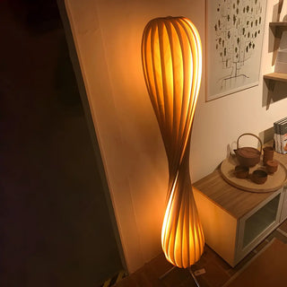 Japanese-style Twisted Spiral Wooden Floor Lamp Zawala Image - 4