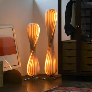 Japanese-style Twisted Spiral Wooden Floor Lamp Zawala Image - 5