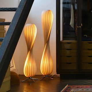 Japanese-style Twisted Spiral Wooden Floor Lamp Zawala Image - 6