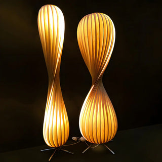 Japanese-style Twisted Spiral Wooden Floor Lamp Zawala Image - 7